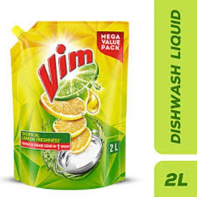 Vim Dishwash Liquid Gel Lemon Refill Pouch 2 Ltr