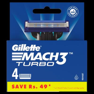 Gillette Mach3 Turbo Cartridge 4 Pcs at Best Price in India | StarQuik ...